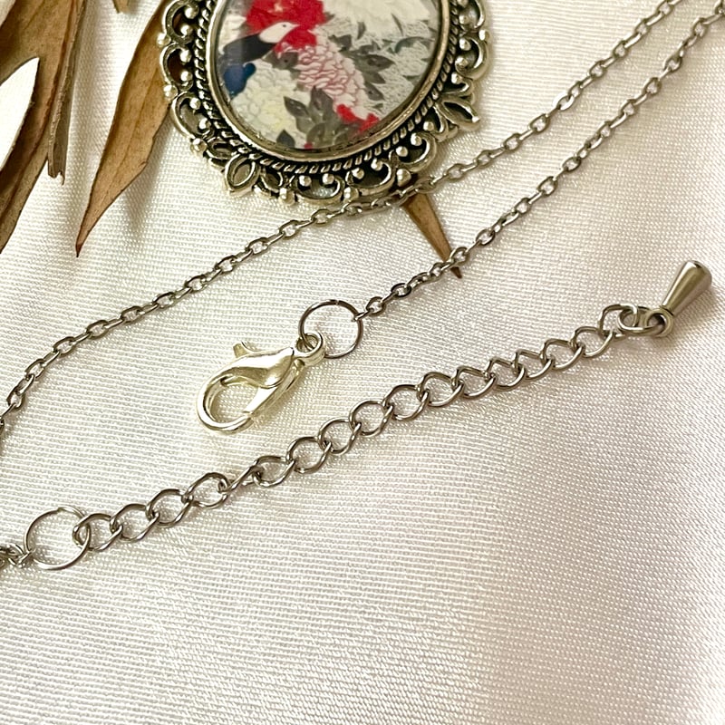 伊藤若冲《動植綵絵》国宝/アンティーク調ネックレス シルバーM/世界の