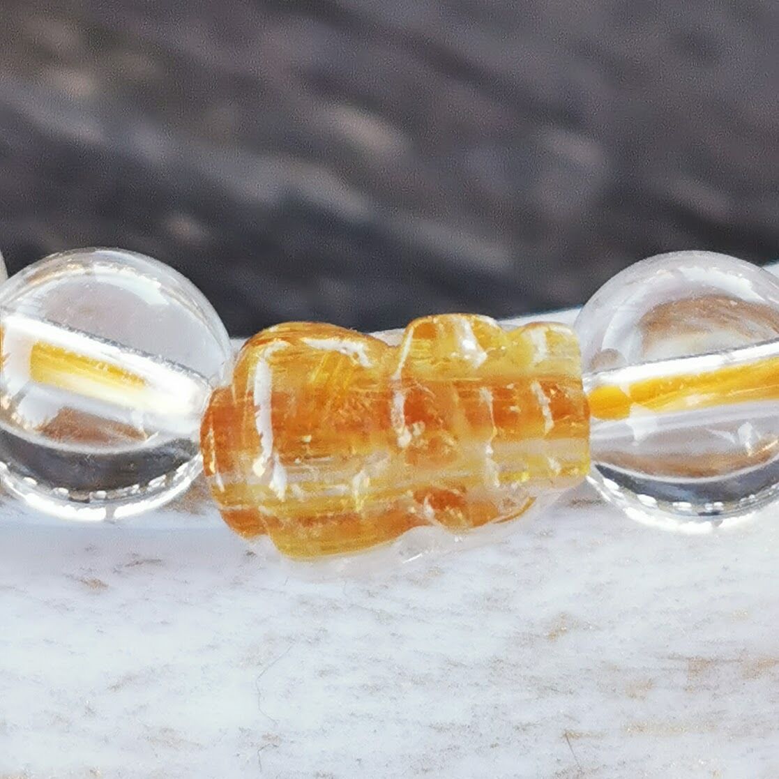 天然石ブレスレット/ルチルクォーツ貔貅（ひきゅう）付