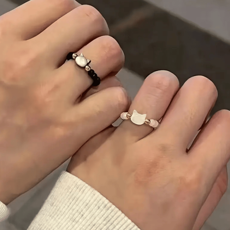 ★手作り★猫いっぱいブレスレット　ハチワレ　白猫　ビーズリング ☆手作り☆猫いっぱいブレスレット ハチワレ 白猫 ビーズリング