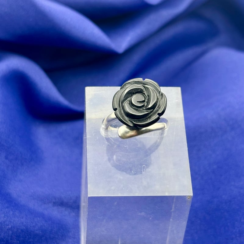 黒薔薇リング｜天然石オニキス薔薇フリーサイズ指輪 | ジュエリー春日