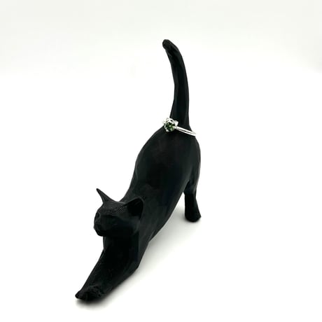 【ねこ守りシリーズ】猫ちゃんリング/グリーンモアサナイト