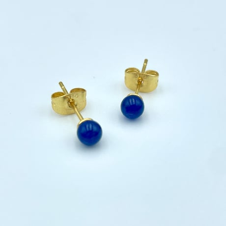 【再販】天然石ラピスラズリのスタッドピアス/アレルギー対応