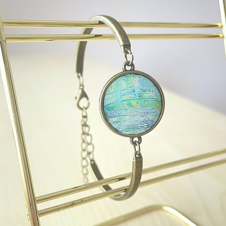 【世界の名画アクセサリー】モネのアンティーク調ブレスレット /「太鼓橋」