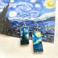 【受注生産 再販3】ゴッホ《星月夜》フックピアス/世界の名画アクセサリー