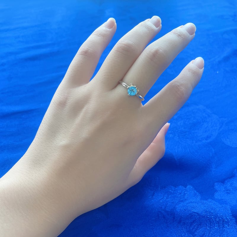 ねこ守りシリーズ】猫ちゃんリング/ブルートパーズ | ジュエリー春日