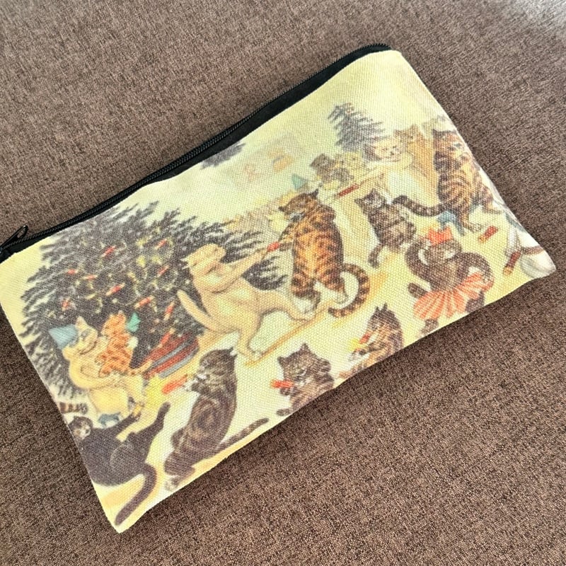 絵画 。壁掛け絵【猫ちゃんたちの幸せなクリスマスパーティー】04 猫の画家ルイス・ウエイン ポーチ｜楽しい猫のクリスマス・パーティ