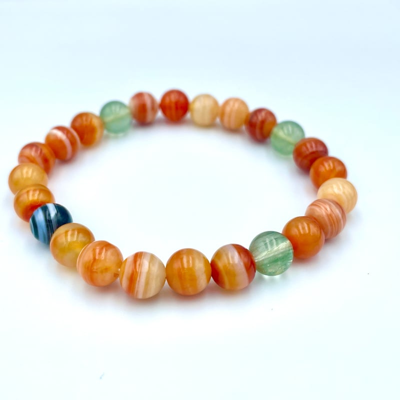 サードオニキス（縞瑪瑙/メノウ）の天然石ブレスレット/レッドアゲート