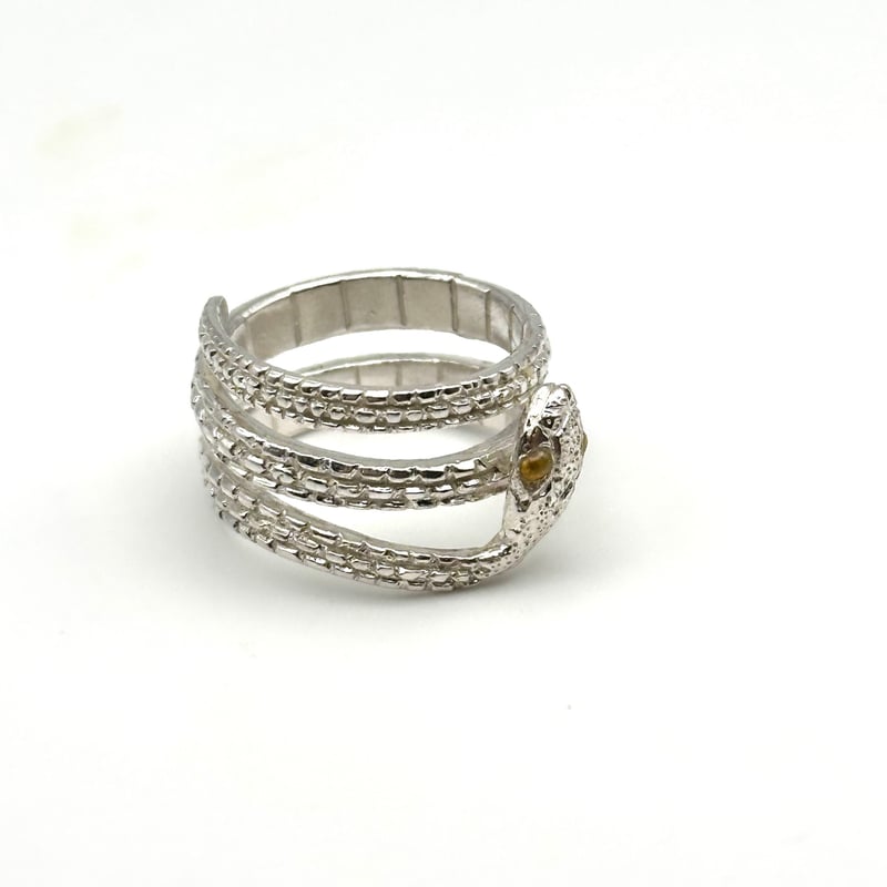 亀型（シトリン） 男女兼用OK】運気上昇！シトリン 蛇の指輪/フリーサイズ 裏模様あり