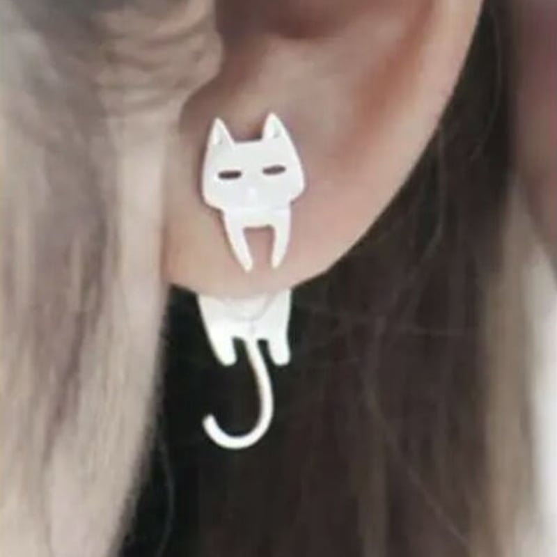 「可愛い」　猫モチーフ揺れるピアス 楽天市場】Blue Cat 猫 シルエット 揺れる ピアス 2P 両耳用