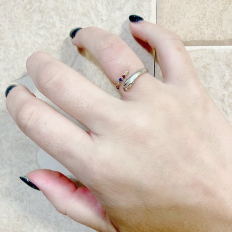 【幸運を呼ぶ指輪】サファイアスネークリング/サイズフリー