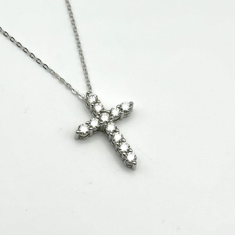 ユース 【Mサイズ 45cm】モアサナイト3.3ct クロスネックレス 聖（ひじり）ー モアサナイト クロスネックレス ー(ユニセックス