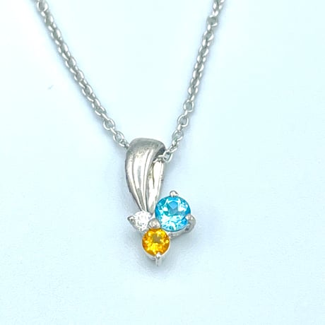【11月の誕生石】3石ネックレス/ブルートパーズ・シトリン