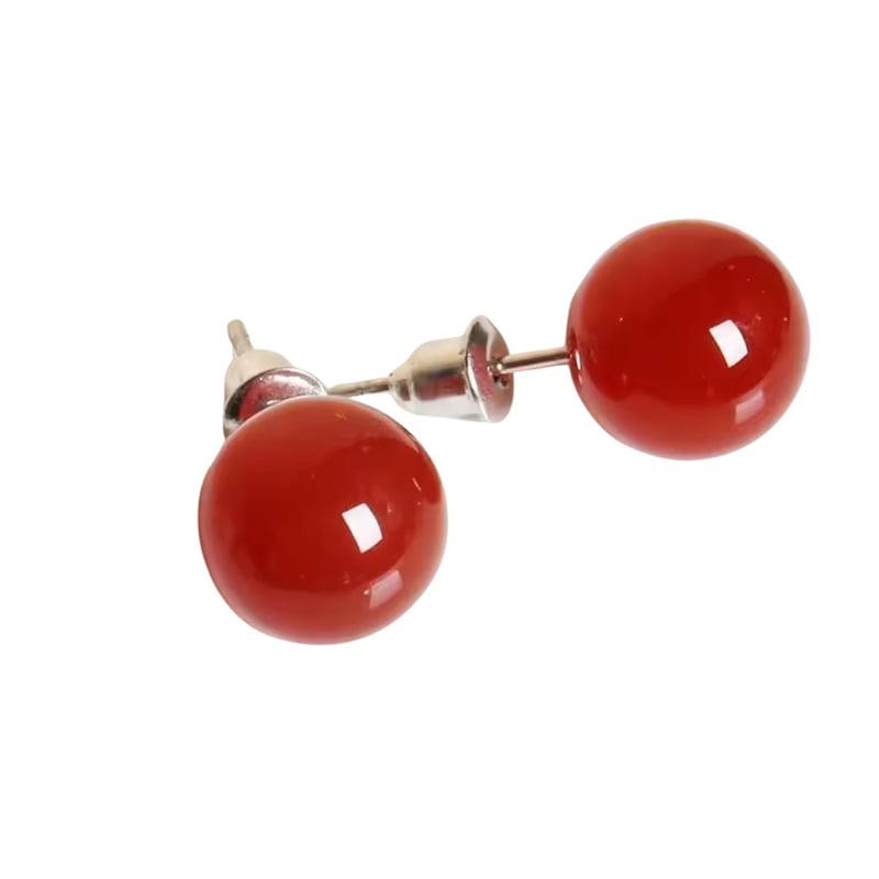 選べるアゲートピアス｜ブルー or レッドの天然石一粒ピアス