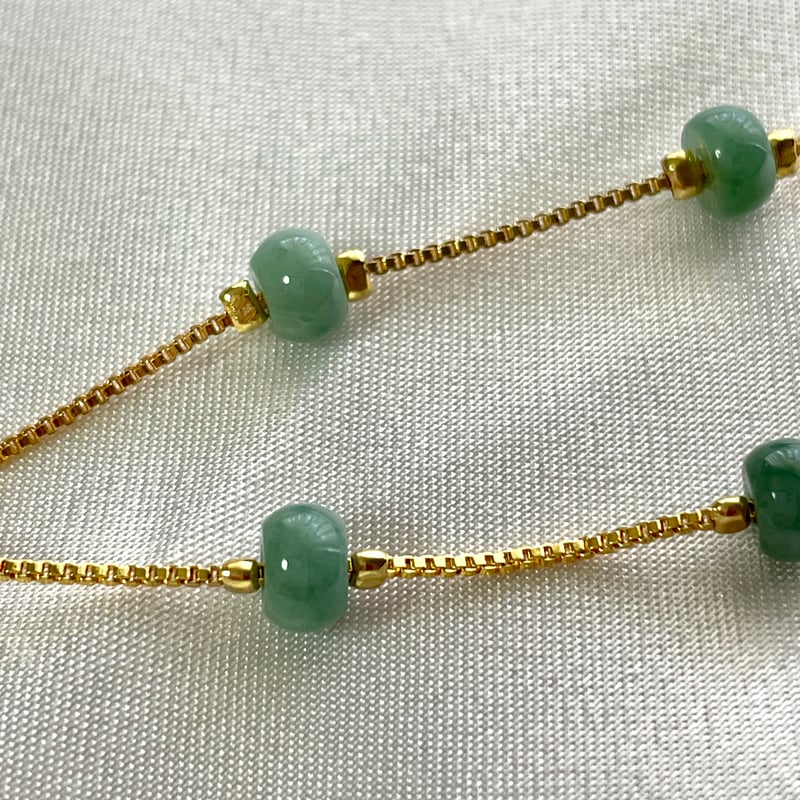 K18チェーン使用】翡翠の貔貅（ひきゅう）ネックレス〈天然石／調整