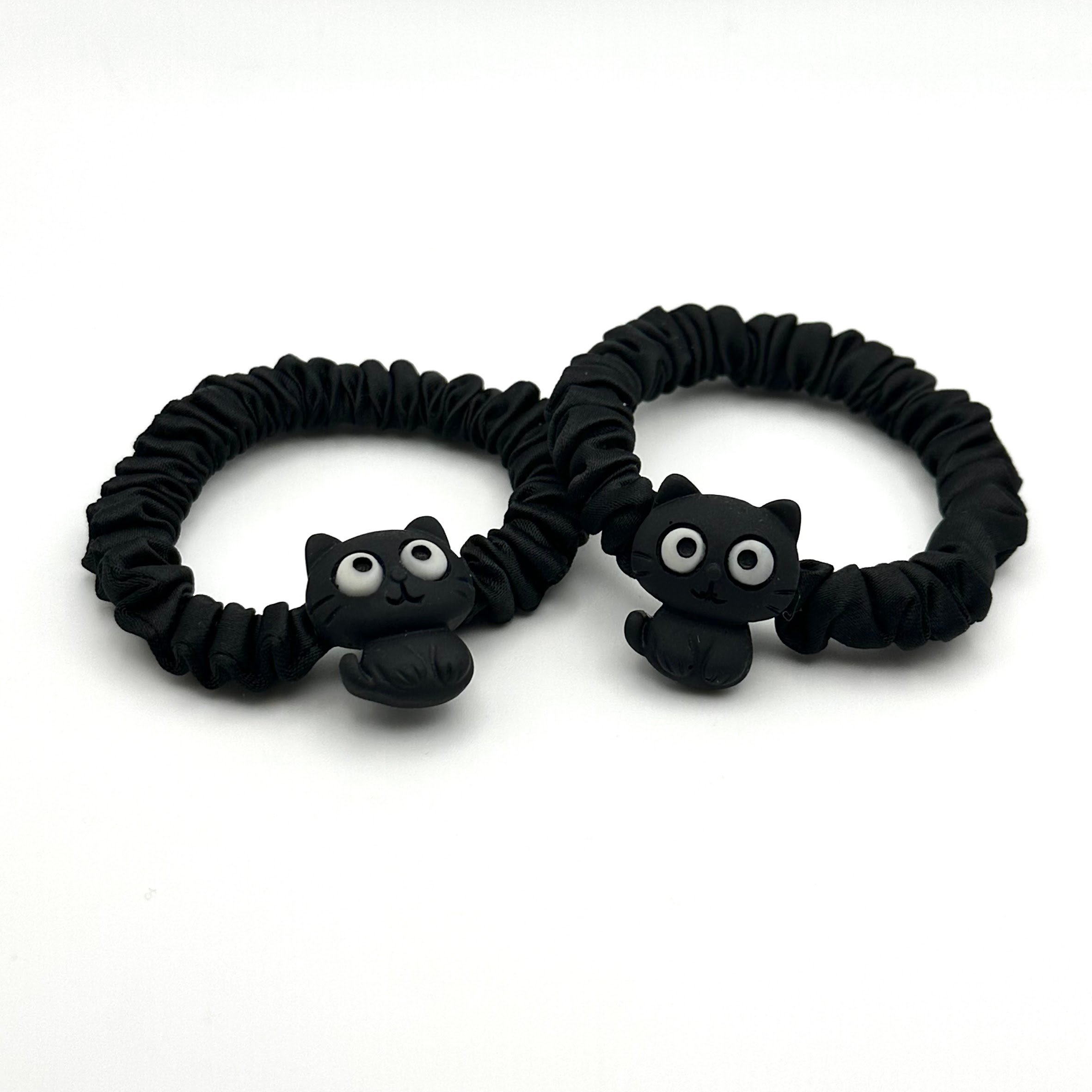 専用655*ヘアゴム(猫) 黒猫ヘアゴム2個セット｜ぷっくりフェイスの可愛いペアアクセ