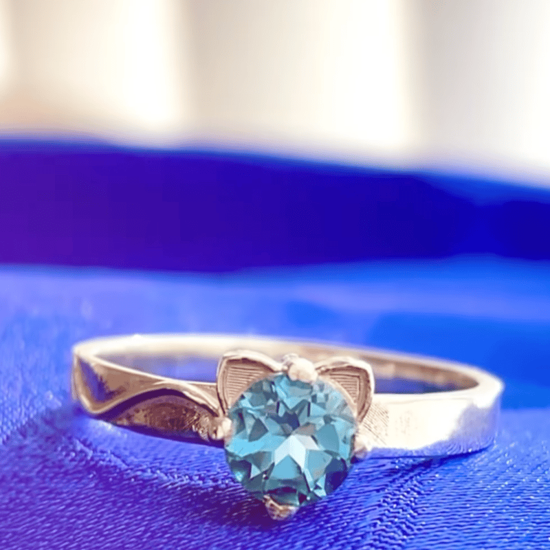 ねこ守りシリーズ】猫ちゃんリング/ブルートパーズ | ジュエリー春日