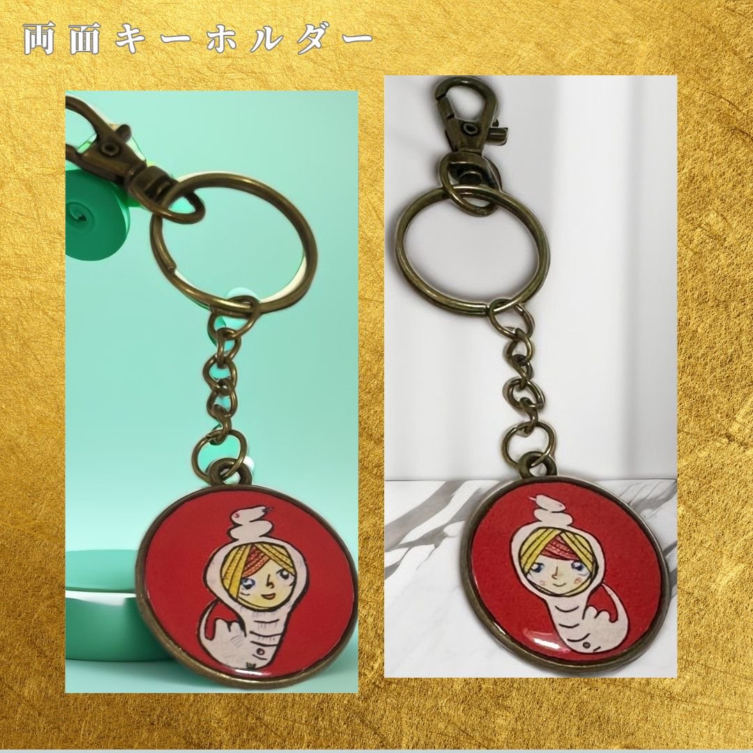 両面キーホルダー ザビちゃん×《白蛇》コラボキーホルダー