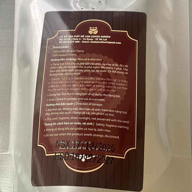 ベトナム農園視察 ジャコウネココーヒー 100g｜チェリー（粉）｜コピルアク ベトナム農園視察 ジャコウネココーヒー 100g｜モカ（豆）／チェリー