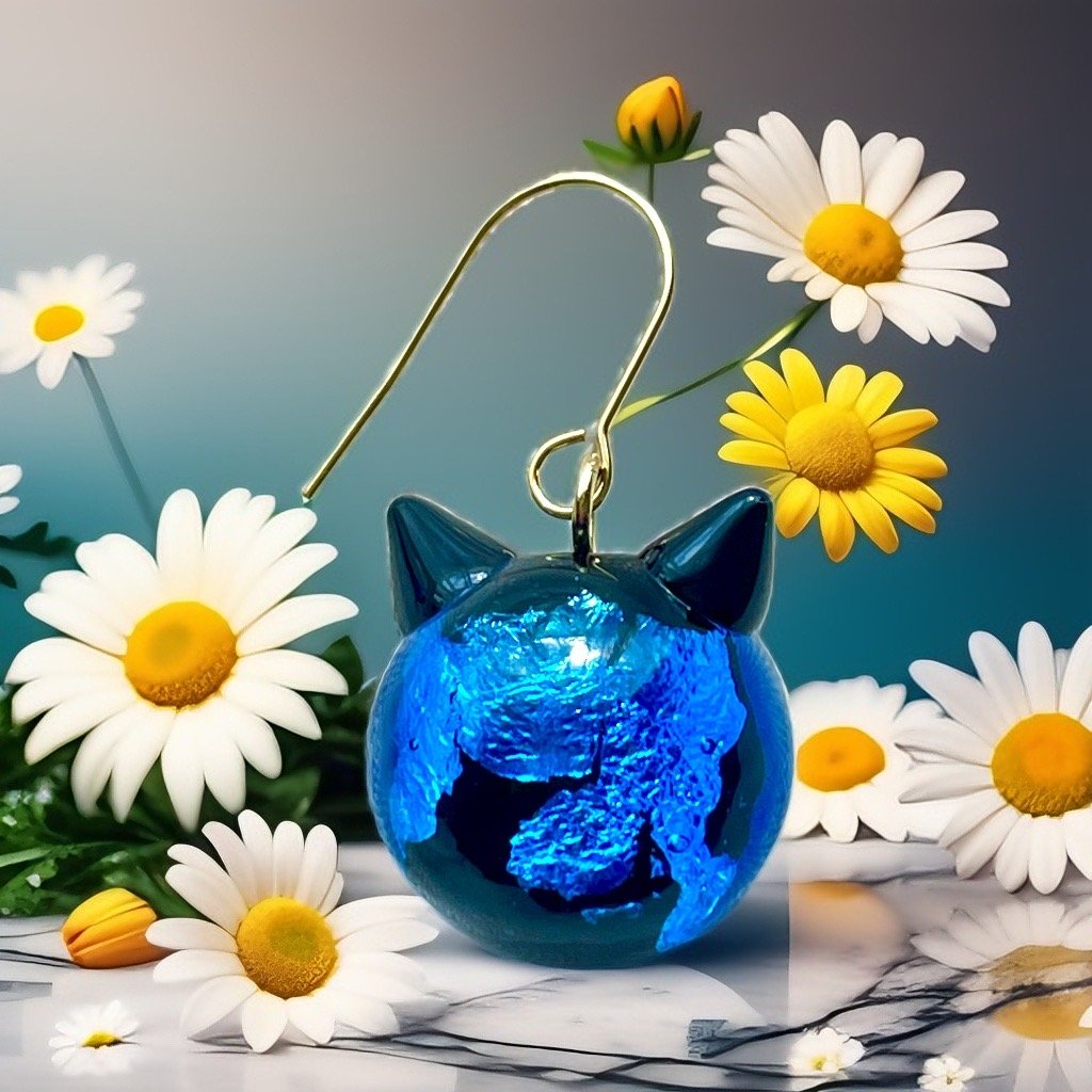 超希少】ホタルガラス 猫玉ピアス｜アレルギー対応 | ジュエリー春日