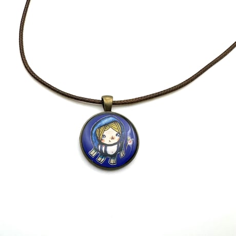 【受注生産】　保守派の推し活に｜《青ダルマ》現代画家ザビちゃんコラボネックレス｜ユニセックス