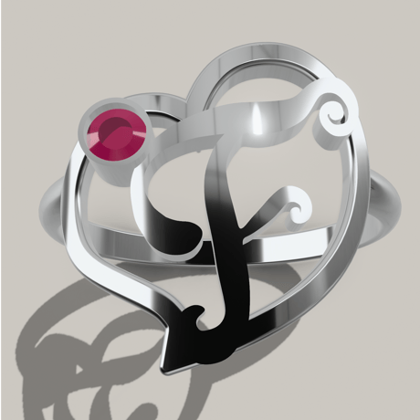 【オーダーメイド】ハートのイニシャルリング