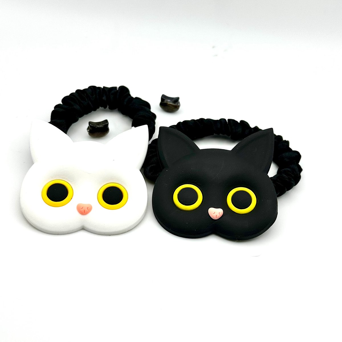 にゃんこヘアゴムセット（白猫×黒猫）｜親子でお揃い・猫好きさんに