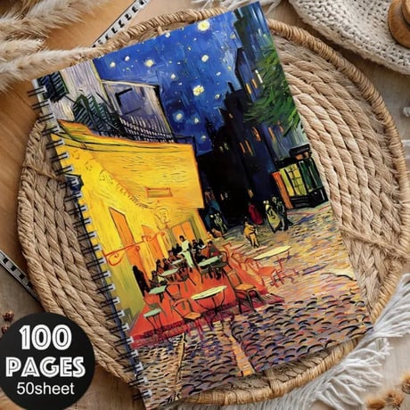 【大人のためのアート文具】ゴッホ《夜のカフェテラス》のリングノート｜世界の名画