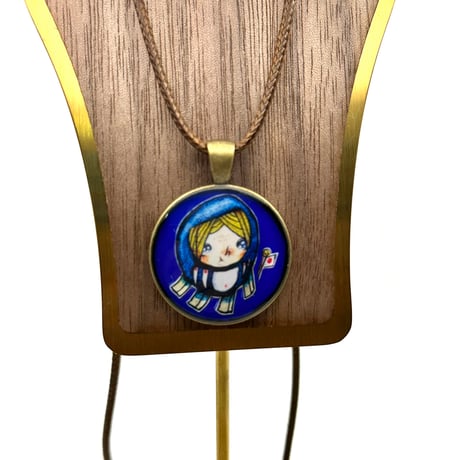 【受注生産】　保守派の推し活に｜《青ダルマ》現代画家ザビちゃんコラボネックレス｜ユニセックス