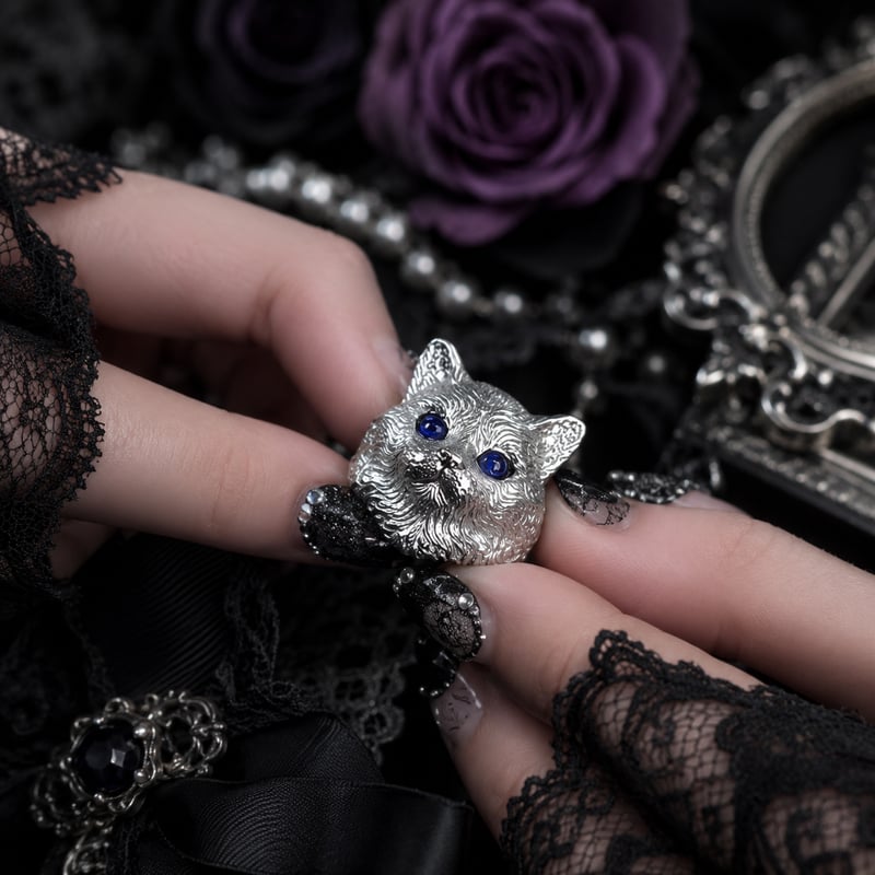 猫の魔法石リング｜ブルーアイキャット・オープンリング | ジュエリー春日