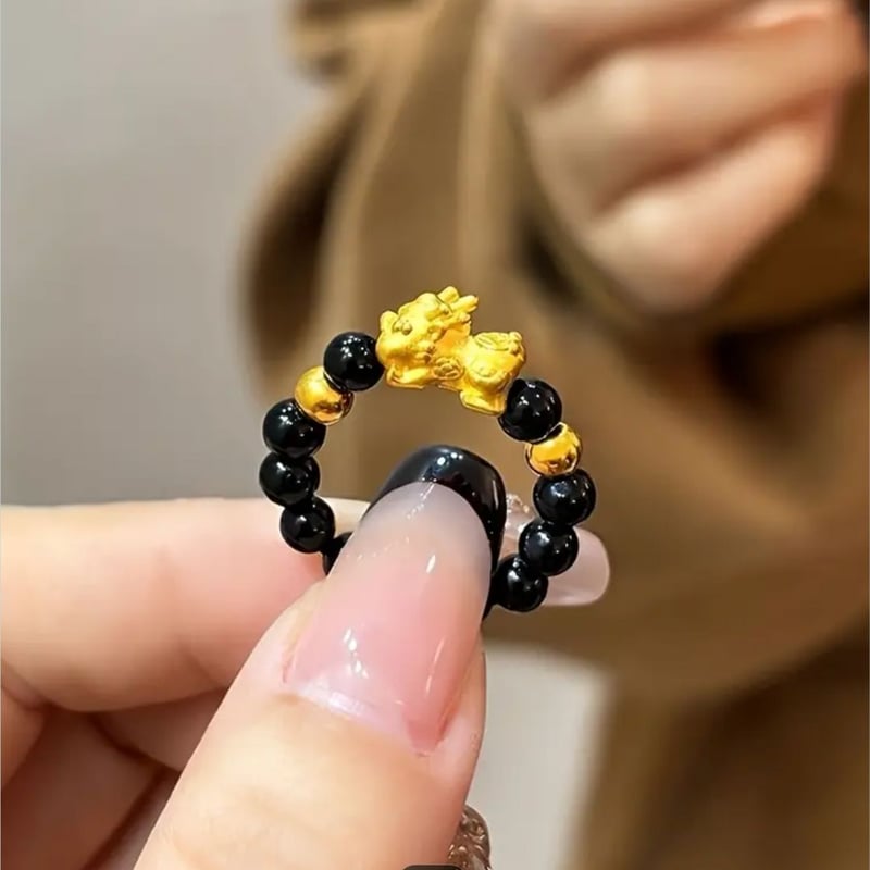 貔貅さまの ビーズリング|フリーサイズ・男女兼用・キッズ可 貔貅さまの ビーズリング|フリーサイズ・男女兼用・キッズ可