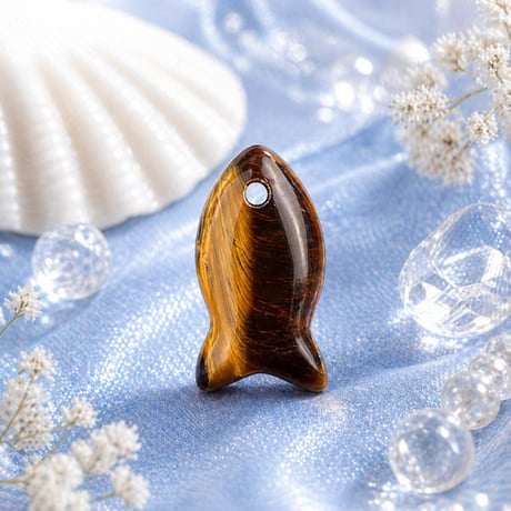 魚モチーフ天然石チャーム｜ミニサイズ・小さな幸運を運ぶお守りアクセサリー