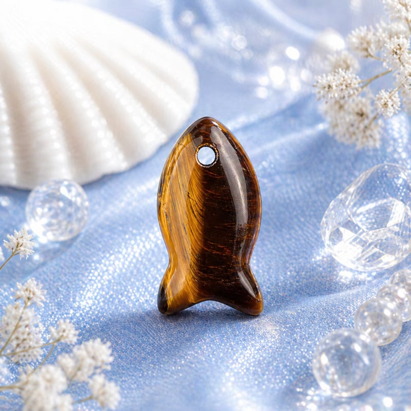 魚モチーフ天然石チャーム｜ミニサイズ・小さな幸運を運ぶお守り