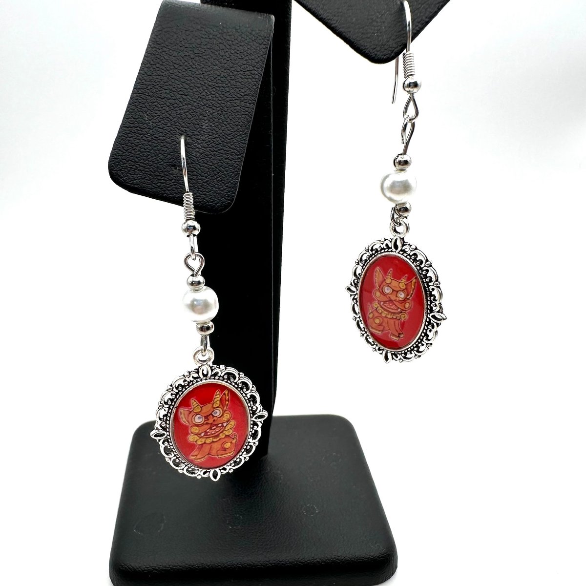 【ザビちゃん】【原画肉筆】シーサーペア 沖縄シリーズ 現代画家ザビちゃんコラボ《シーサー》ピアス