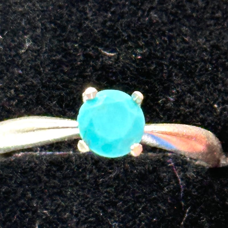 超希少】ターコイズ ラウンドブリリアントカット 一粒リング