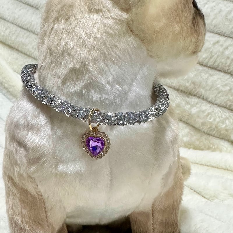 キラキラチャーム付き　犬用リード ＆カラー未使用 犬と生活 ギンガム カラー/リード｜小型犬用の首輪とリード