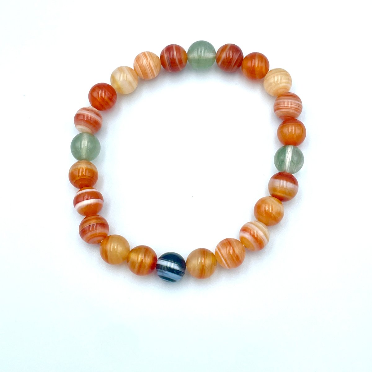 サードオニキス（縞瑪瑙/メノウ）の天然石ブレスレット/レッドアゲート