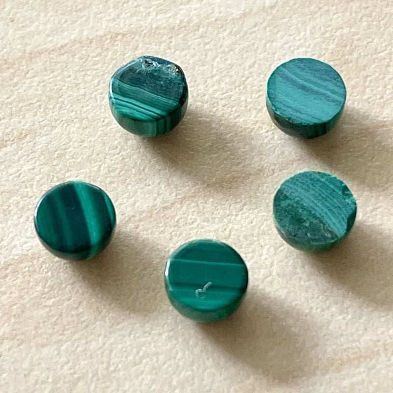 マラカイト10石セット 天然石ルース ラウンド5mm カボション