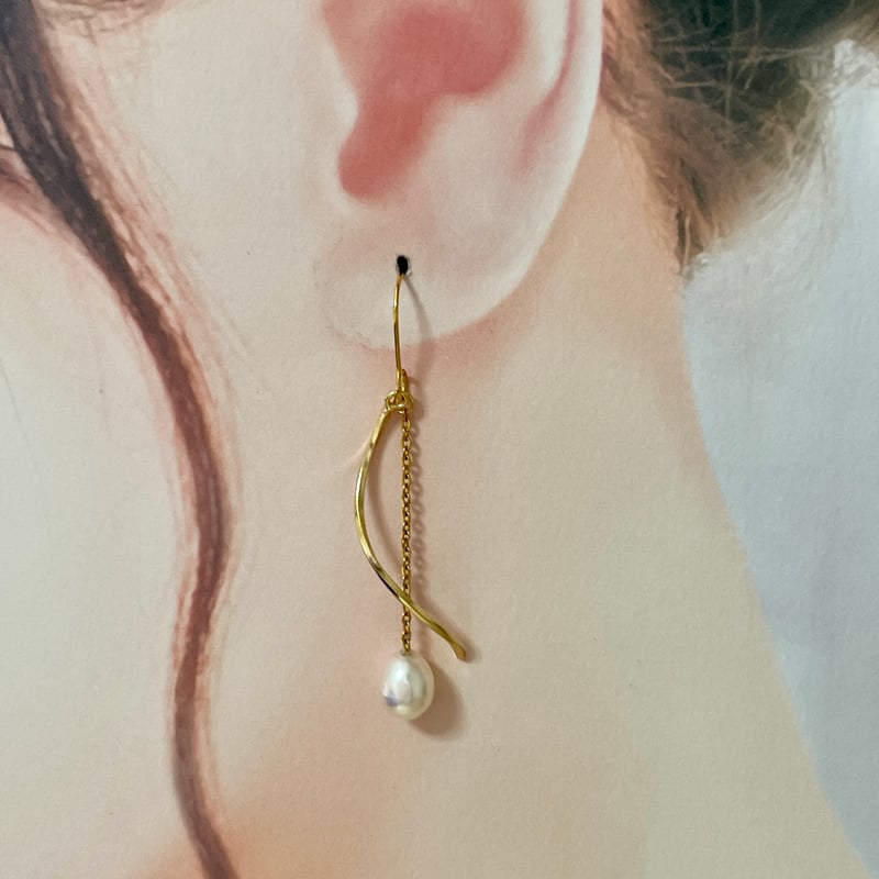 (82) マラカイト・淡水パール ピアス 82) マラカイト・淡水パール ピアス