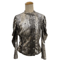 クラッシュベロアヴィクトリアンシャツジャケットGraySilver