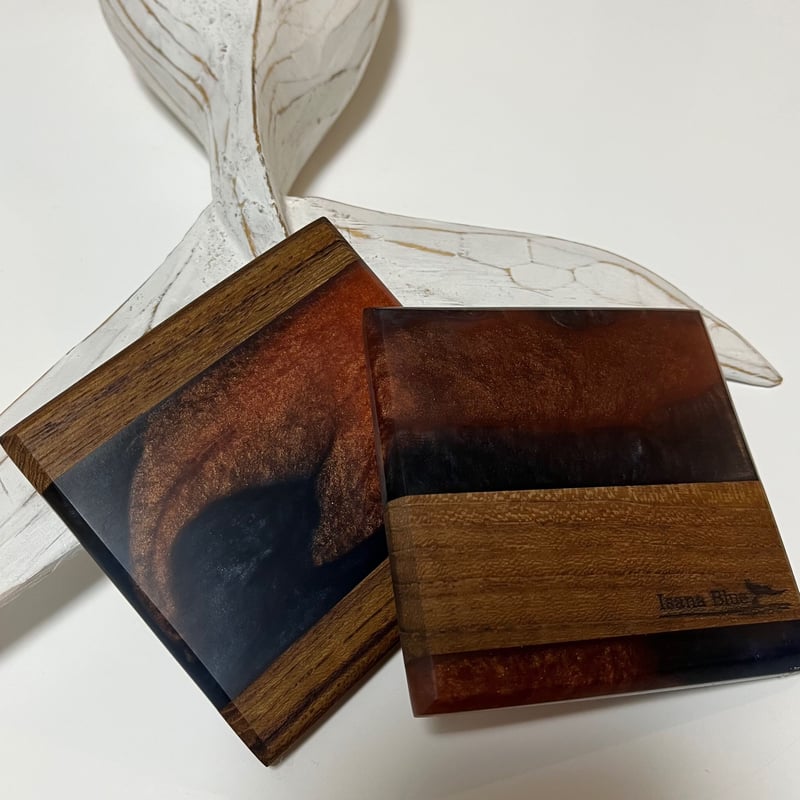ウッドレジンコースター 炎 【単品・セット選択可】 | Wood & Resin