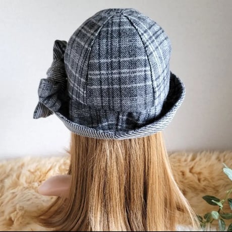 フィット hat★blackグレー系チェック×リボン