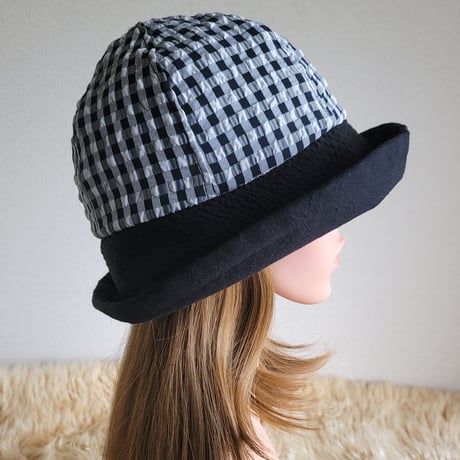 1点のみ★約59.5㎝★フィット hatリボン★モノトーンチェック