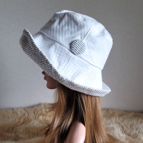 ファンシーツイード×ホワイトcotton★ひとつ持っていると～★約61.5㎝★