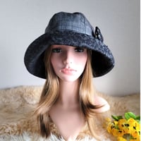 フィット hat×リボン　薄手ソフトデニム　ブラック系