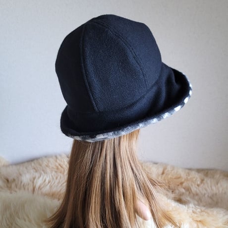 フィットhat★BLACKウール×プレミアムチェック柄