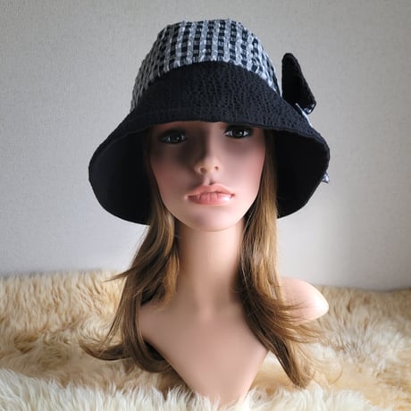 1点のみ★約59.5㎝★フィット hatリボン★モノトーンチェック