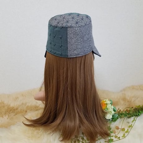 ★着物地 組み合わせhat★つば広 コンパクト 帽子