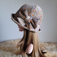 フィット hat★リボン  コーディロイFlower×ブロックチェック