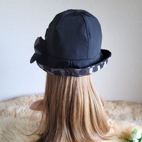 フィット hat★艶リボン  BLACKカラー　約59.5㎝