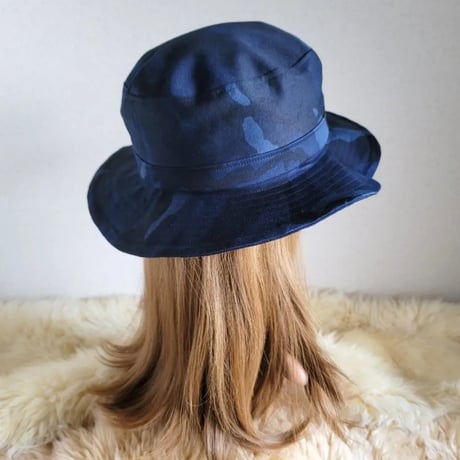 自分らしくアレンジ hat★61.5㎝★ゆったり サイズ調節付き ワイヤー入りハット 迷彩 wood